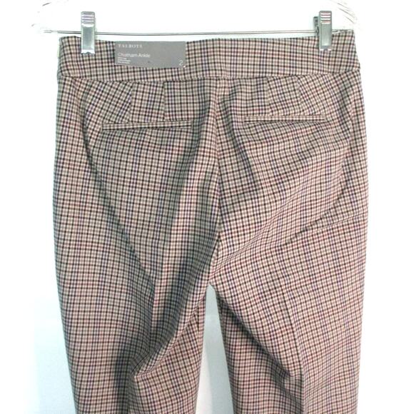 Talbots Women's Chatham Ankle Tan Mid Rise Side Zip Plaid Pants NWT Size 2 - Picture 5 of 12